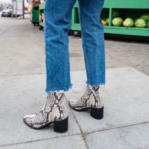 Treasure & Bond Fern Bootie in Natural Snake Faux Leather 7.5